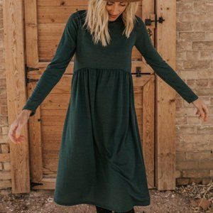 Roolee Mockneck Long Sleeve Midi Dress